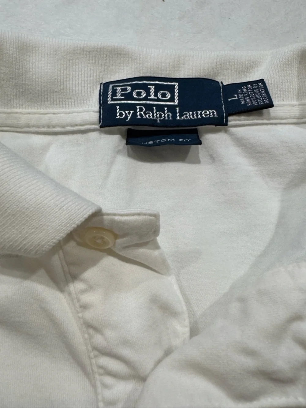 Polo Ralph Lauren Mens Custom Fit White Cotton Short Sleeve Polo‎ Shirt Large